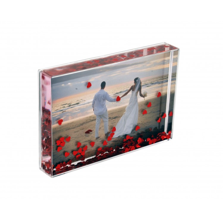 6x4 HeartGlitter Photo Block